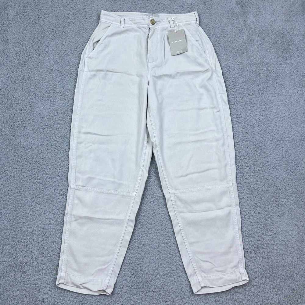 Everlane Off-White High-Rise Cropped Tapered Trousers